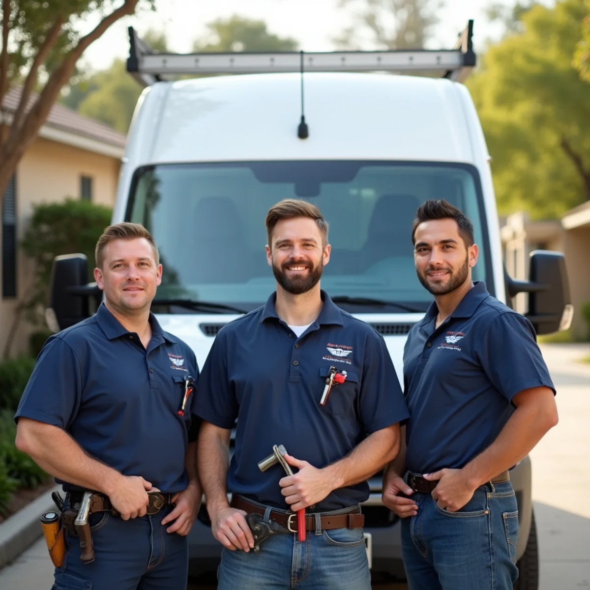 Geaux 72 Degrees team and service van in Baton Rouge, LA