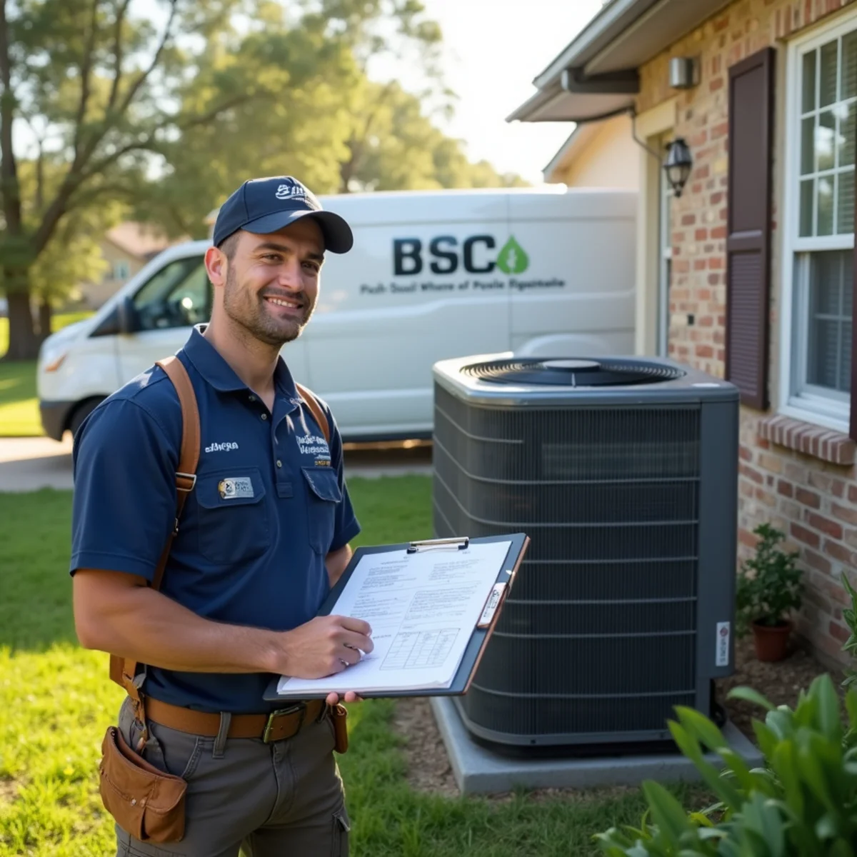 New central air conditioner condenser installed beside a Baton Rouge home