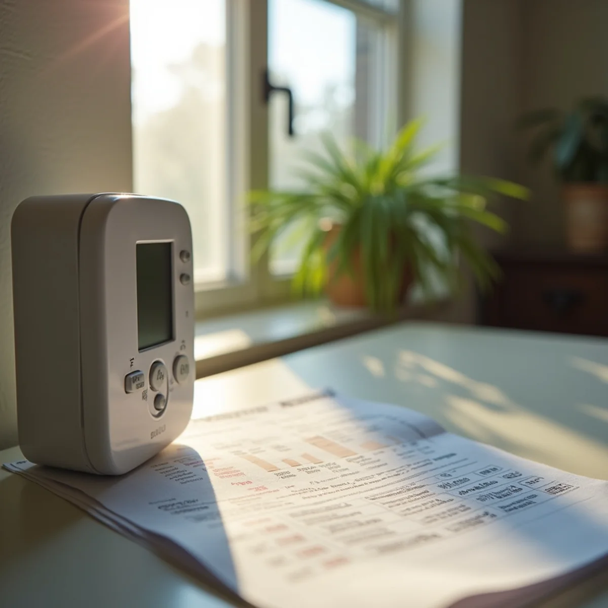 Rising electric bill next to a thermostat during a Louisiana heat wave