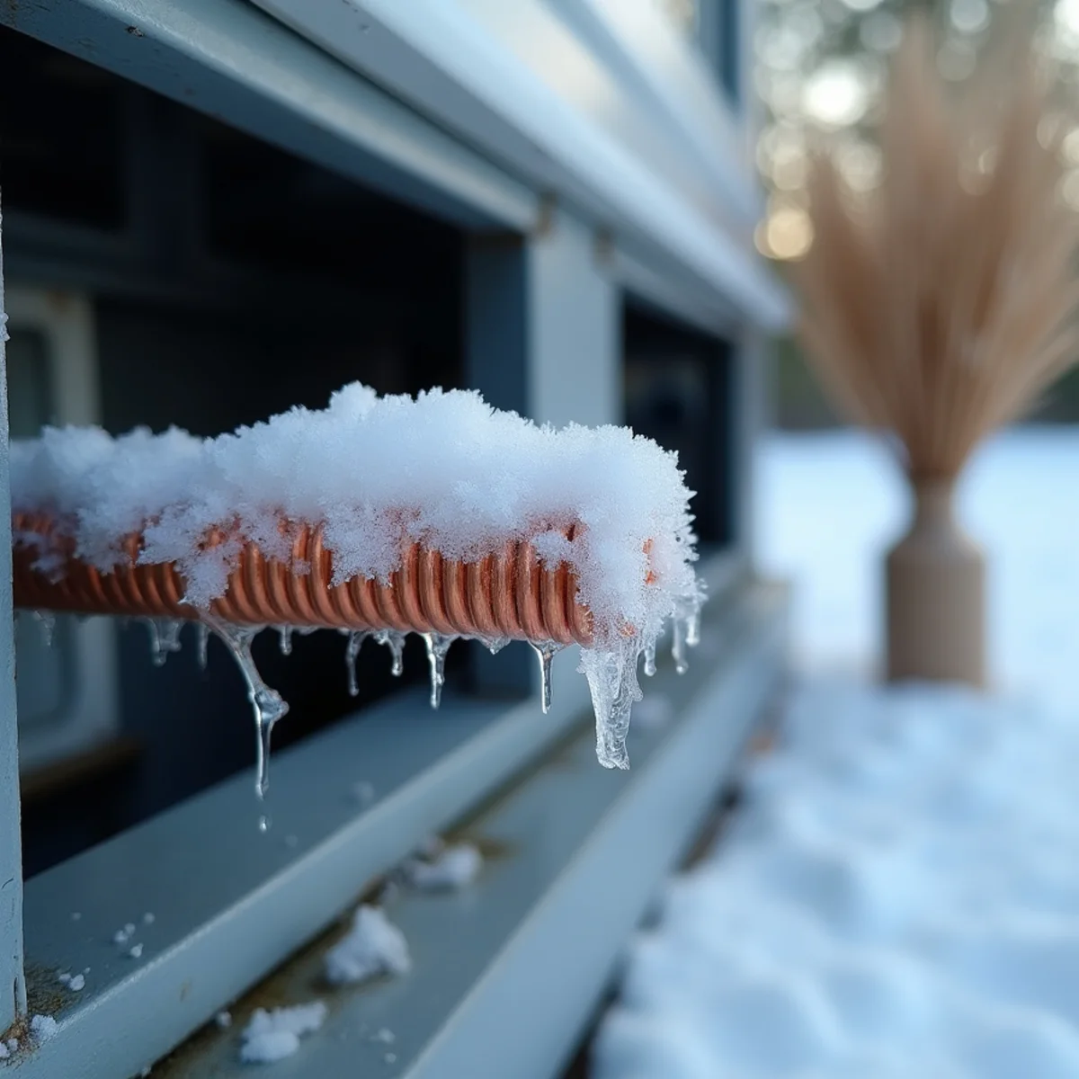 Ice buildup on an AC evaporator coil and copper line set