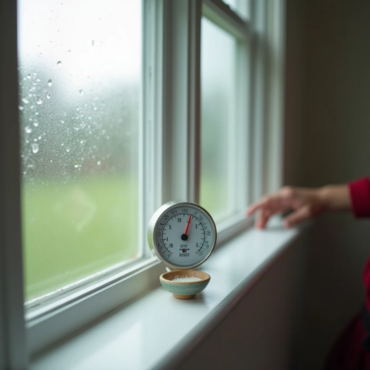 Foggy window showing high indoor humidity in a Louisiana home